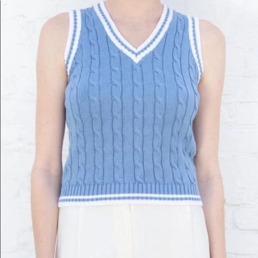 Brandy Melville cornflower blue cable sweater vest